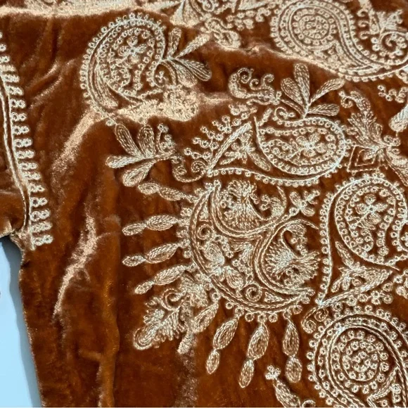 Sundance Rust Velvet Tunic with Cream Embroidery - Picture 7 of 13